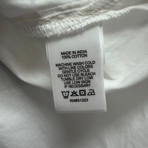 Parker Womens White Cotton Button-Down Shirt Pleated Back Detail Size XL - Picture 6 of 8